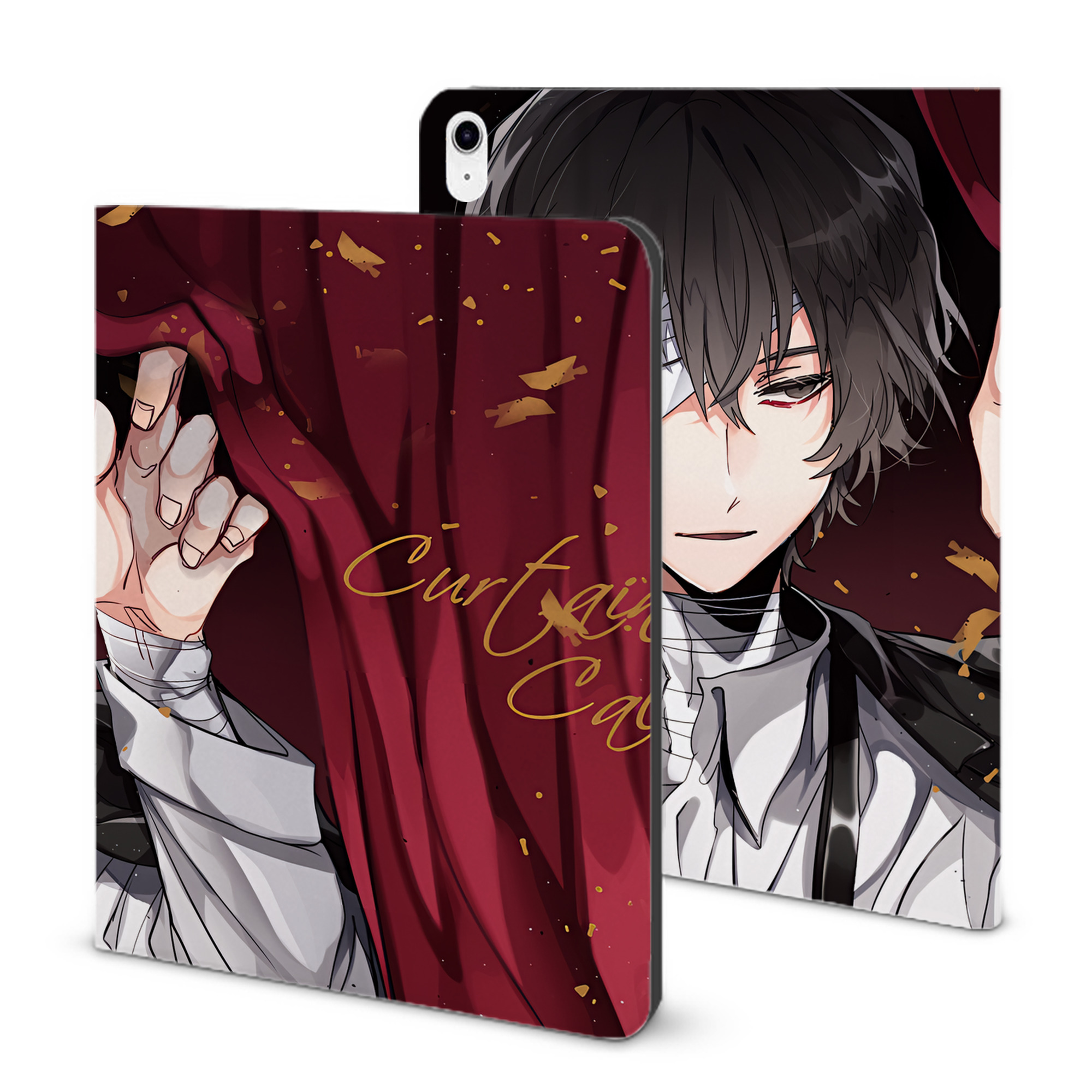 （画像用） 文豪ストレイドッグス Bungo Stray Dogs IPad ケース ブック型 PUレザー TPU 耐衝撃 軽量 薄型 ペン収納なし 全面保護 IPad 各モデル対応